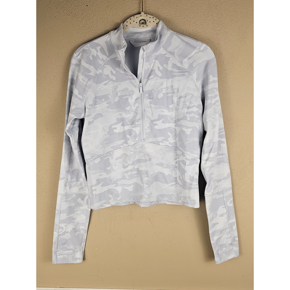 Lululemon Womens Inognito White Snow Camo Pace Pursuit Half Zip Pullover Small